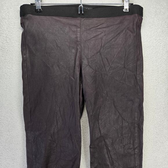 Theory Leggings Womens 8 IMA Maximus Lamb Leather Pants Purple Elastic Waist - Picture 3 of 11